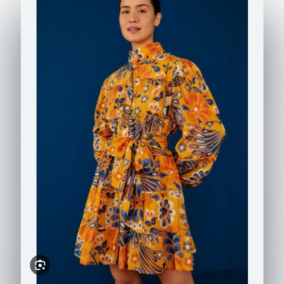 FarmRio yellow pineapple mini dress NWT - Picture 2 of 7